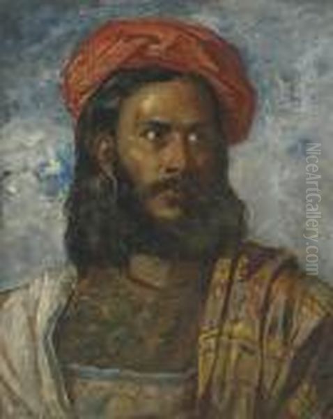 Portrait Of A Man, Bust-length, In Moorish Costume Oil Painting by William James Muller