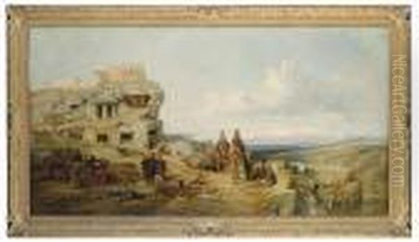 Rock Tombs, Tlos, Lycia: The Citadel From The South-east Oil Painting by William James Muller