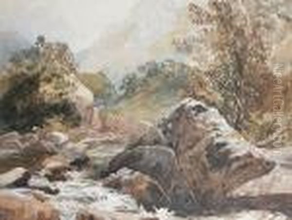 A Mountain Stream Oil Painting by William James Muller