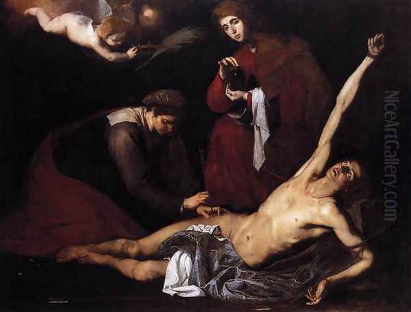 St Sebastian Tended by the Holy Women 1621 Oil Painting by Jusepe de Ribera