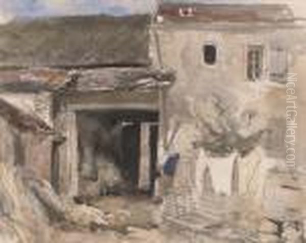 Study Of Farm Buildings Oil Painting by William James Muller