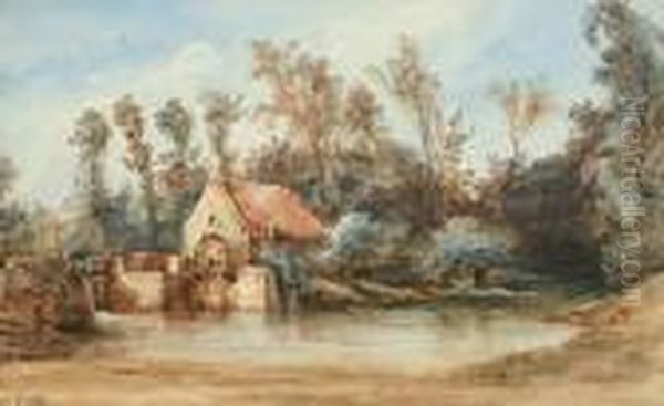 Landscape With Watermill Oil Painting by William James Muller