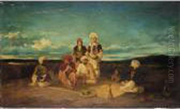 Oriental Musicians In A Landscape Oil Painting by William James Muller