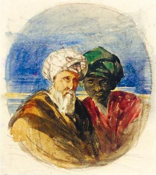 Study Of A Turk And A Negro Oil Painting by William James Muller