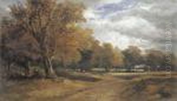 An Wooded Landscape With Sheep Oil Painting by William James Muller