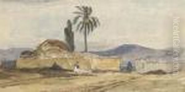 A Figure Before A Mosque, Egypt Oil Painting by William James Muller