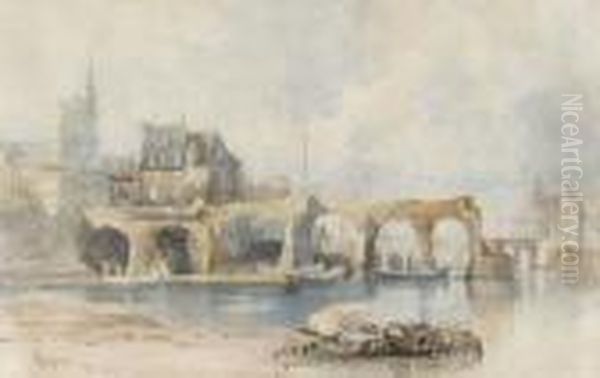 The River At Angers Oil Painting by William James Muller