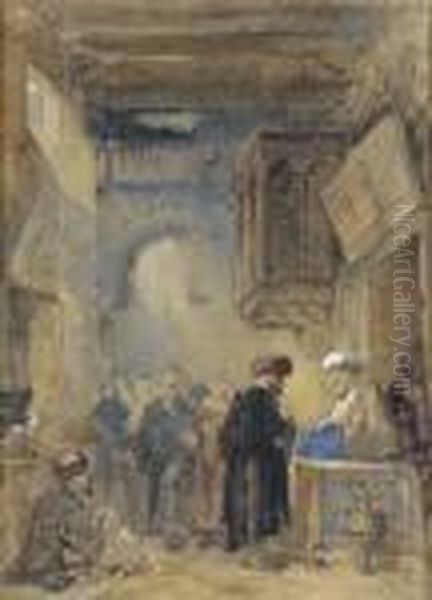 The Great Bazaar, Constantinople Oil Painting by William James Muller