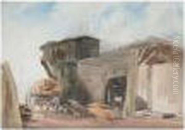 Timberyard Oil Painting by William James Muller