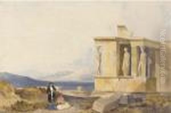 View Of The East Front Of The Acropolis, Athens Oil Painting by William James Muller