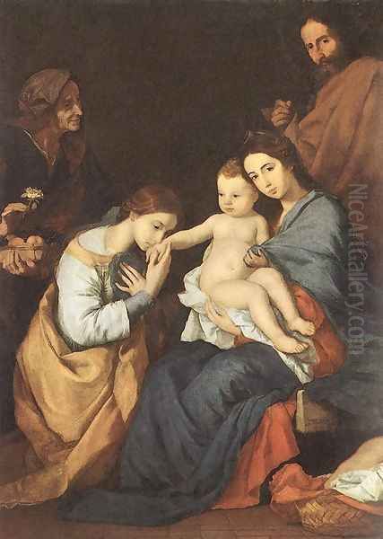 The Holy Family with St Catherine 1648 Oil Painting by Jusepe de Ribera