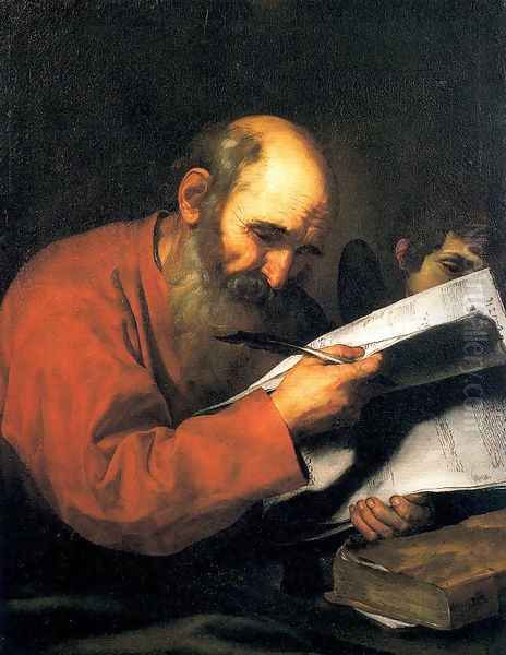 Matthew with the Angel 1613 Oil Painting by Jusepe de Ribera