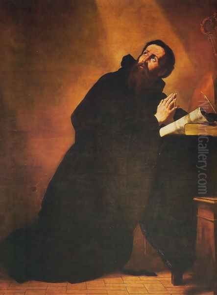 St Agust praying Oil Painting by Jusepe de Ribera