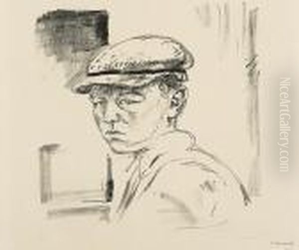 Jarl Young Boy With Peaked Cap Oil Painting by Edvard Munch