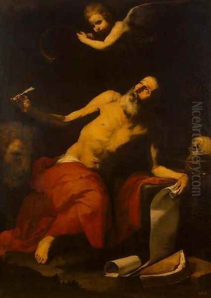 St Jerome and the Angel Oil Painting by Jusepe de Ribera