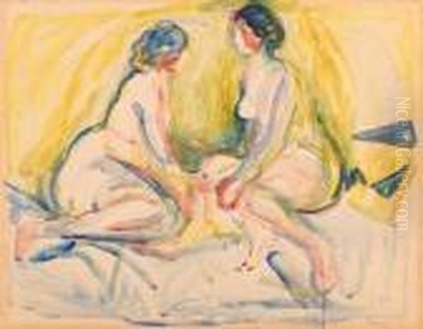 Two Nudes Oil Painting by Edvard Munch