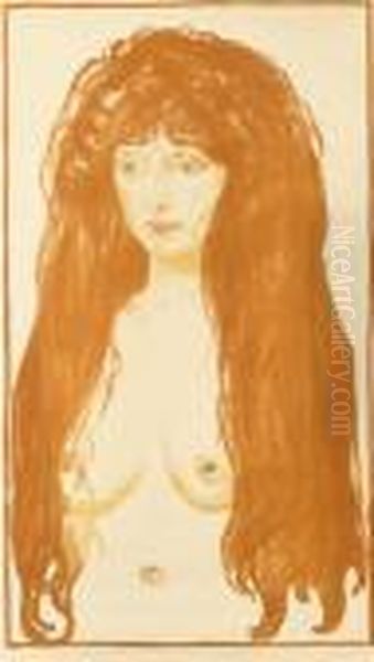 Woman With Red Hair And Green Eyes. The Sin Oil Painting by Edvard Munch