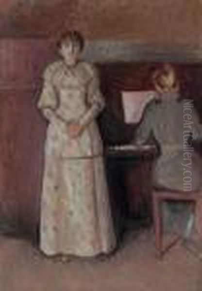 Ragnhild And Dagny Juel Oil Painting by Edvard Munch