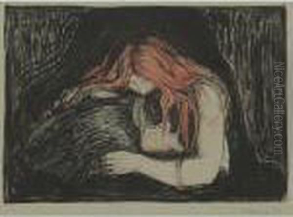 Vampire Oil Painting by Edvard Munch