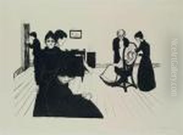 Death In The Sickroom Oil Painting by Edvard Munch