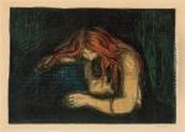 Vampire Ii Oil Painting by Edvard Munch