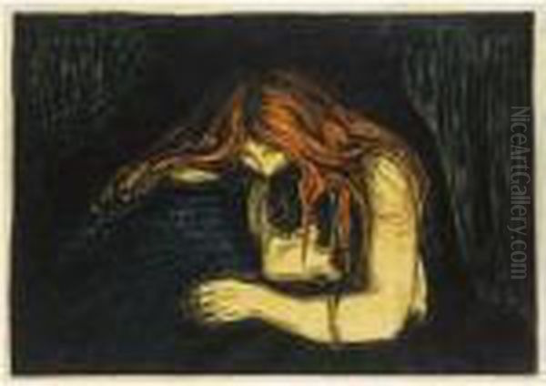 Vampire Ii Oil Painting by Edvard Munch