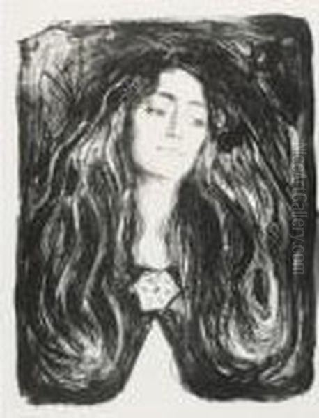 The Brooch. Eva Mudocci Oil Painting by Edvard Munch