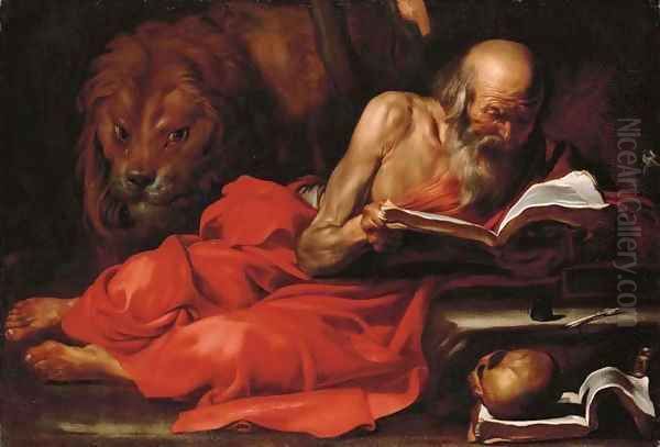 Saint Jerome reading Oil Painting by Jusepe de Ribera