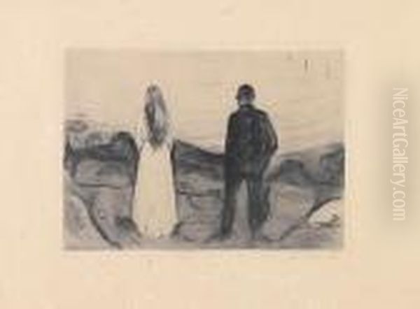 Two Human Beings, The Lonely Ones Oil Painting by Edvard Munch