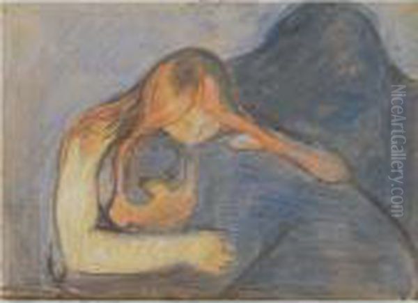 Vampire Oil Painting by Edvard Munch