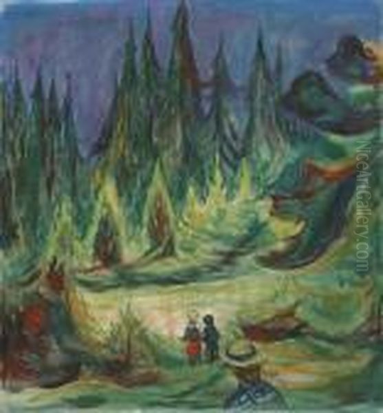 Der Marchenwald Oil Painting by Edvard Munch