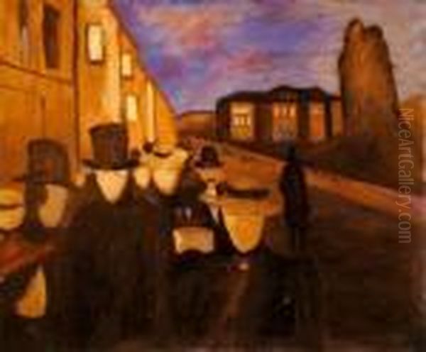 Evening On Karl Johan Oil Painting by Edvard Munch