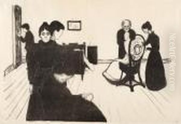 Death In The Sickroom Oil Painting by Edvard Munch