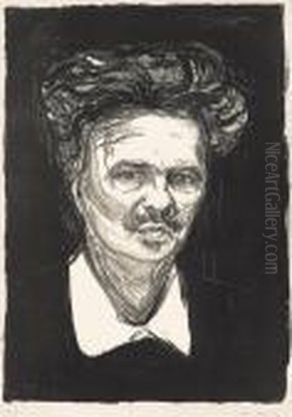 August Strindberg Oil Painting by Edvard Munch