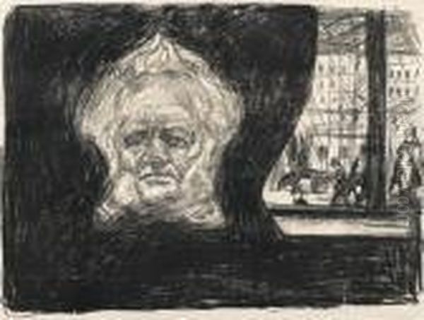 Henrik Ibsen At The Grand Cafe Oil Painting by Edvard Munch