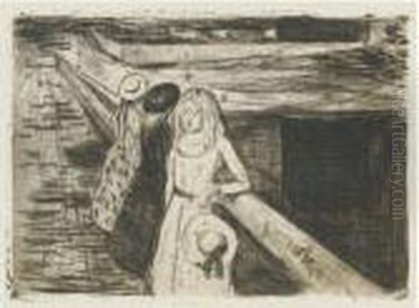 The Girls On The Bridge Oil Painting by Edvard Munch