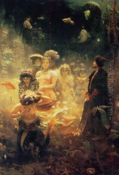 Sadko in the Underwater Kingdom 1876 Oil Painting by Ilya Efimovich Efimovich Repin