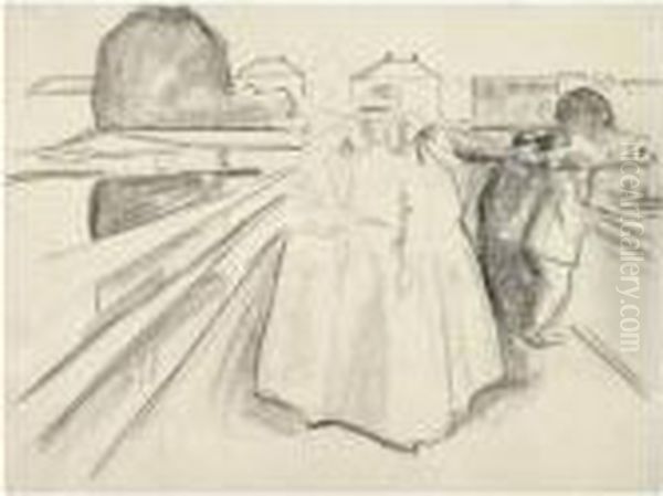 Women On The Bridge Oil Painting by Edvard Munch