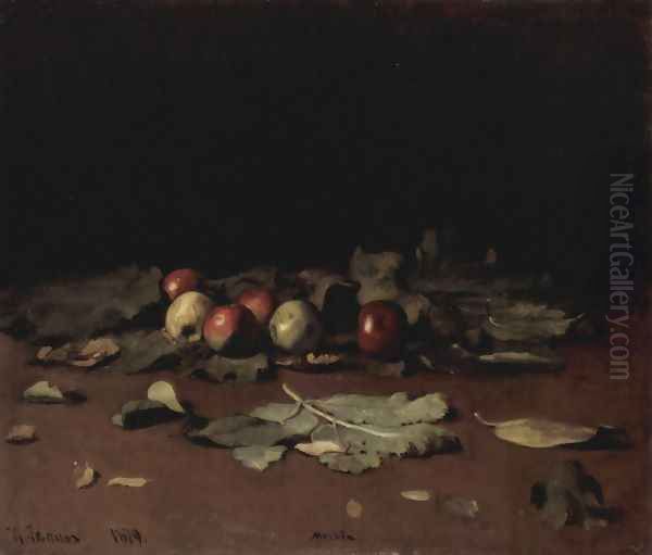 Apples and Leaves 1879 Oil Painting by Ilya Efimovich Efimovich Repin