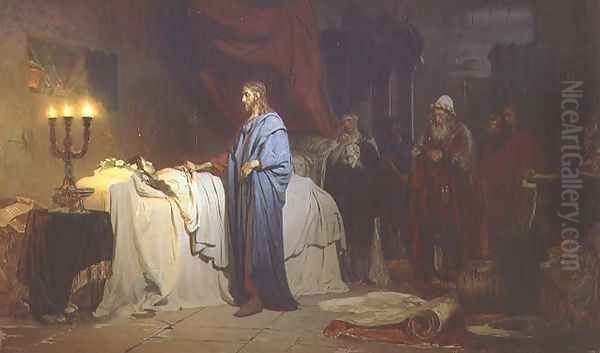 The Raising of Jairus's Daughter, 1871 Oil Painting by Ilya Efimovich Efimovich Repin