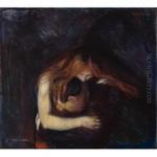 Vampire Oil Painting by Edvard Munch