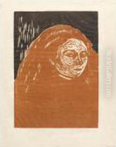 Woman's Head (woll 153; Schiefler 130) Oil Painting by Edvard Munch