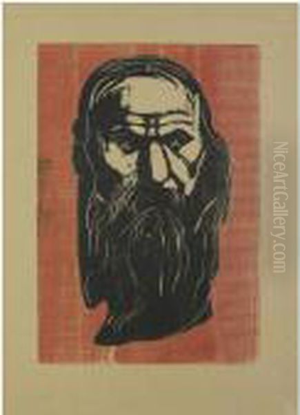 Head Of An Old Man With Beard (w. 206) Oil Painting by Edvard Munch