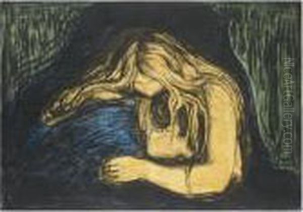 Vampire Ii (woll 41; Schiefler 34)) Oil Painting by Edvard Munch