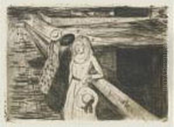 The Girls On The Bridge (w. 232; Sch. 200) Oil Painting by Edvard Munch