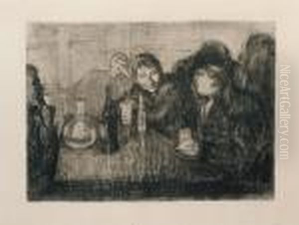 Christiana - Boheme I Oil Painting by Edvard Munch