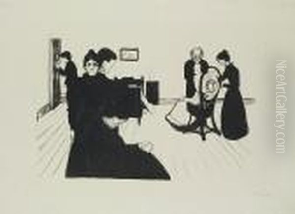 Death In The Sickroom (sch. 73; Woll. 65) Oil Painting by Edvard Munch