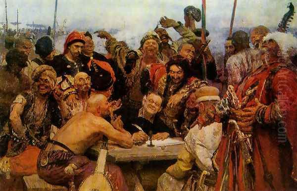 The Reply of the Zaporozhian Cossacks to Sultan of Turkey, sketch Oil Painting by Ilya Efimovich Efimovich Repin