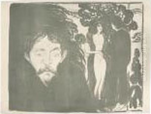 Eifersucht - Grosse Fassung Oil Painting by Edvard Munch