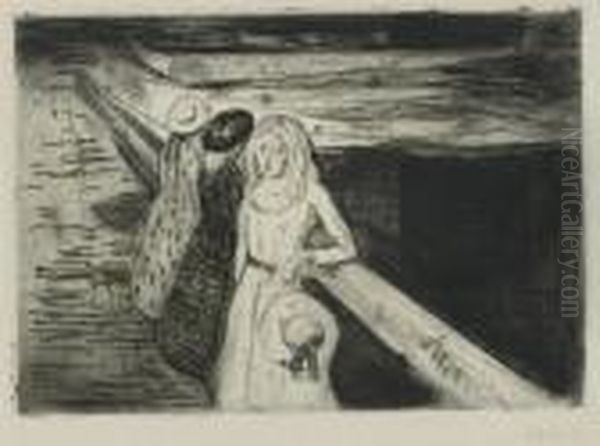 The Girls On The Bridge (w. 232) Oil Painting by Edvard Munch